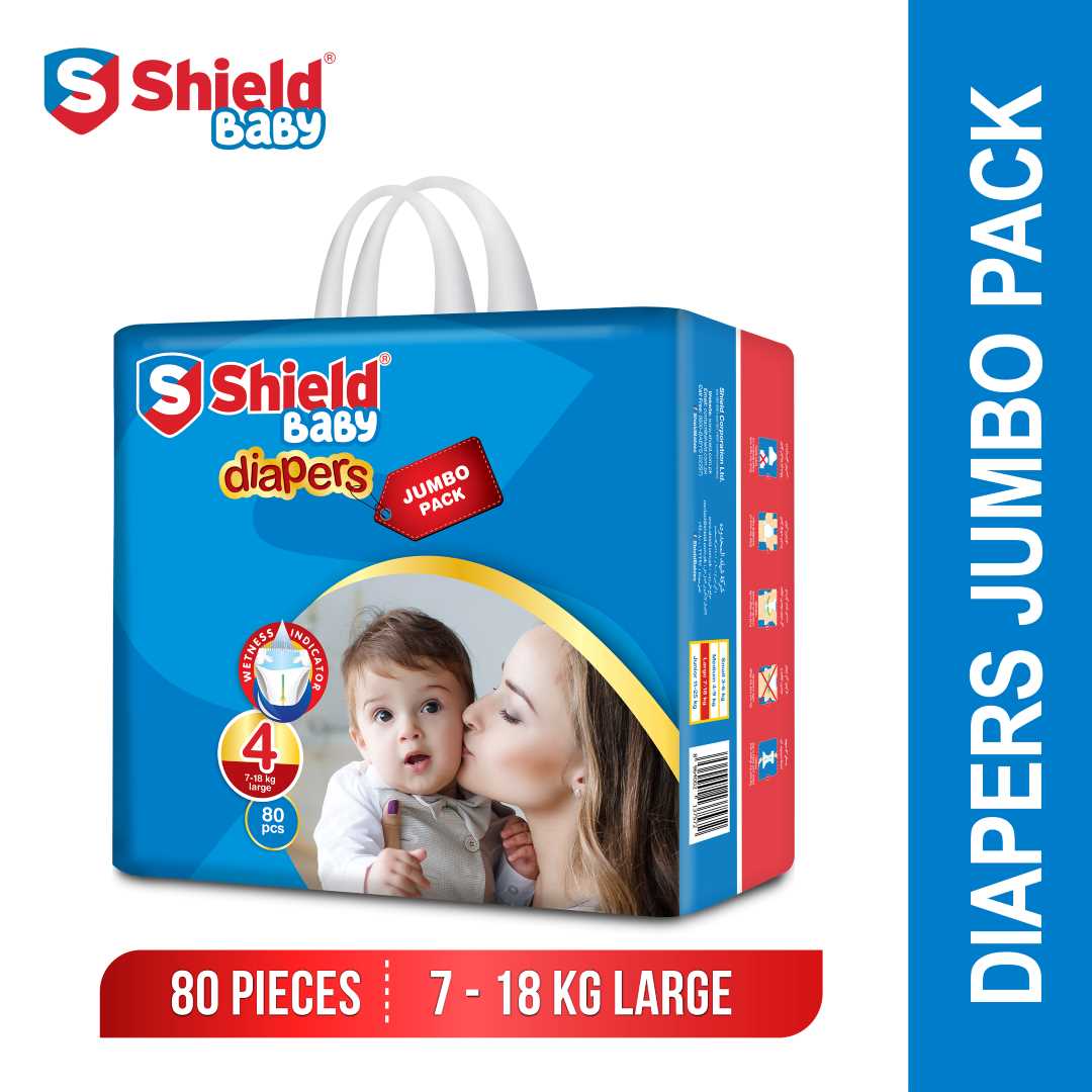 Baby Diapers Jumbo Pack Size 4 Large (718Kg) 80 Count